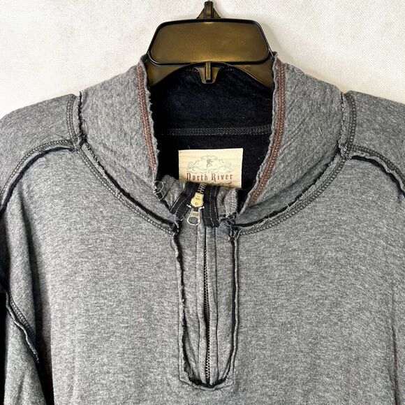 North River Raw Hem Long Sleeve 1/4 Zip Shirt Mens Size Large - Picture 3 of 11